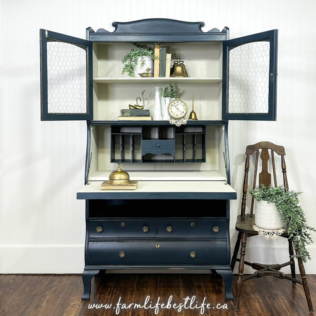 Blue Antique Secretary Desk